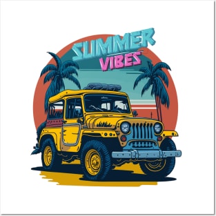 Summer Vibes - Vintage Car retro colors Posters and Art